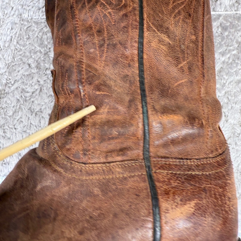 Lucchese Boots Vintage 9.5 B Brown Leather Cowgirl Western Vintage N4766 Rodeo - Picture 9 of 16
